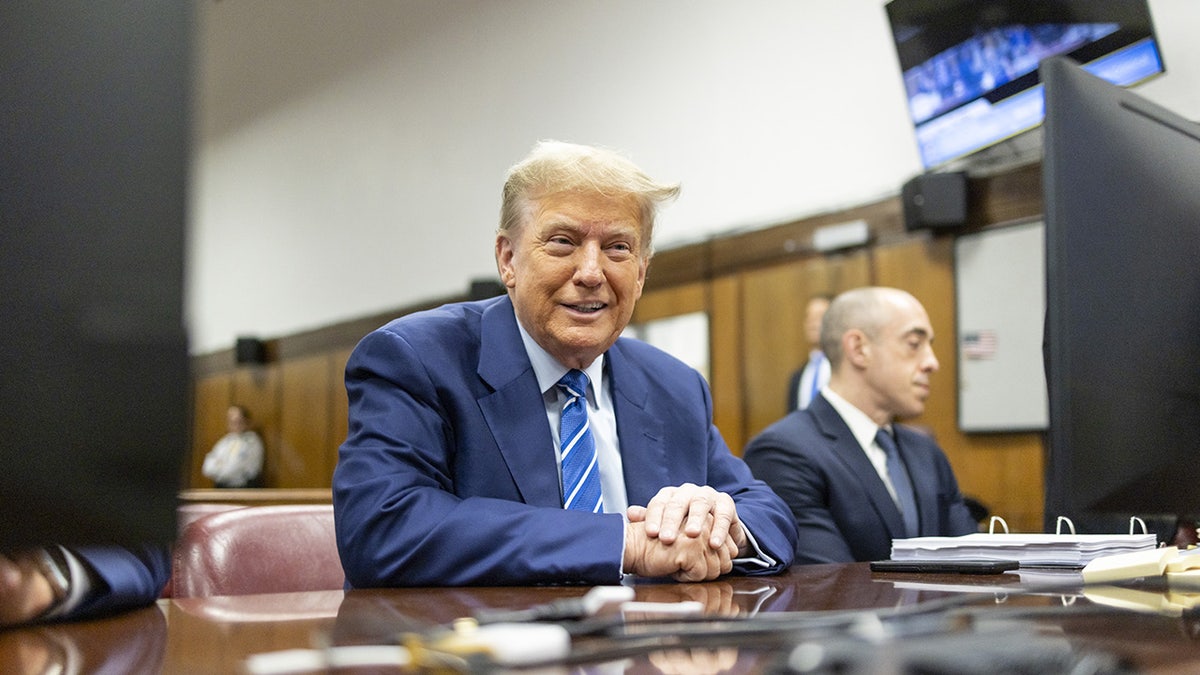 Former US President Donald Trump at Manhattan criminal court in New York