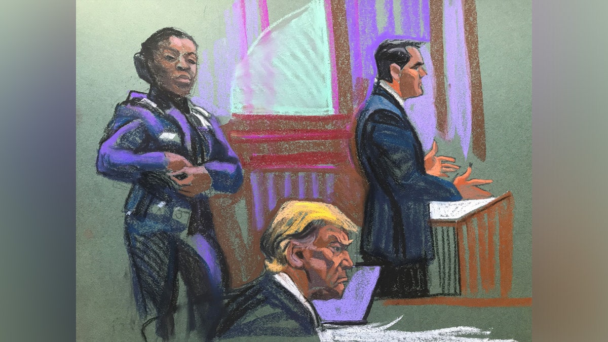 Donald Trump successful  courtroom sketch