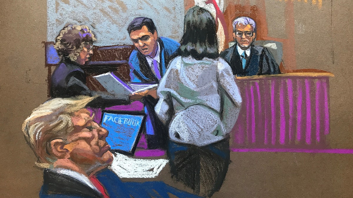 A court sketch depicts the second day of former President Donald Trump’s criminal trial