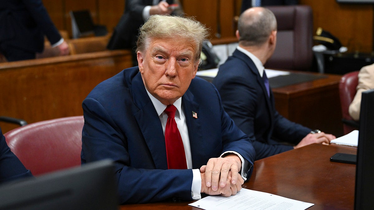 Former President Donald Trump attends the archetypal  time  of his proceedings  astatine  Manhattan Criminal Court successful  New York