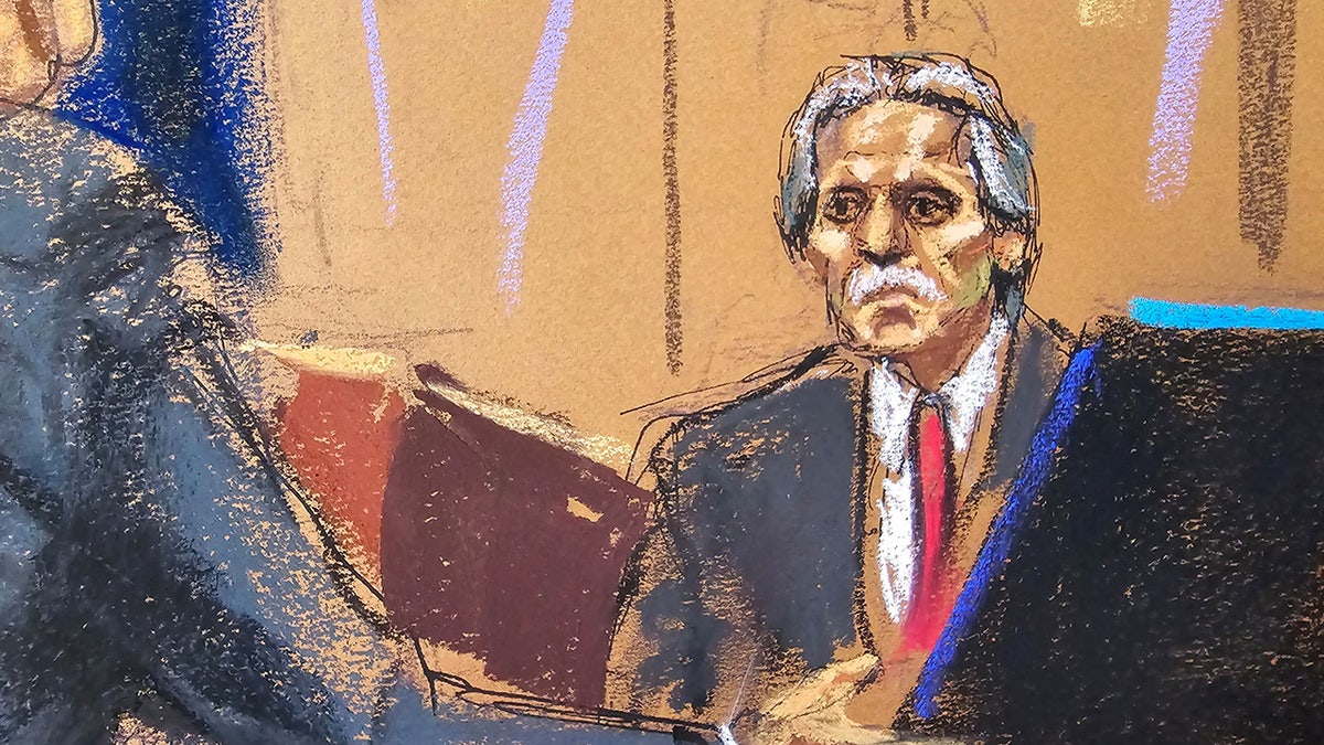 David Pecker is questioned by prosecutor Joshua Steinglass during the criminal trial of former US President Donald Trump
