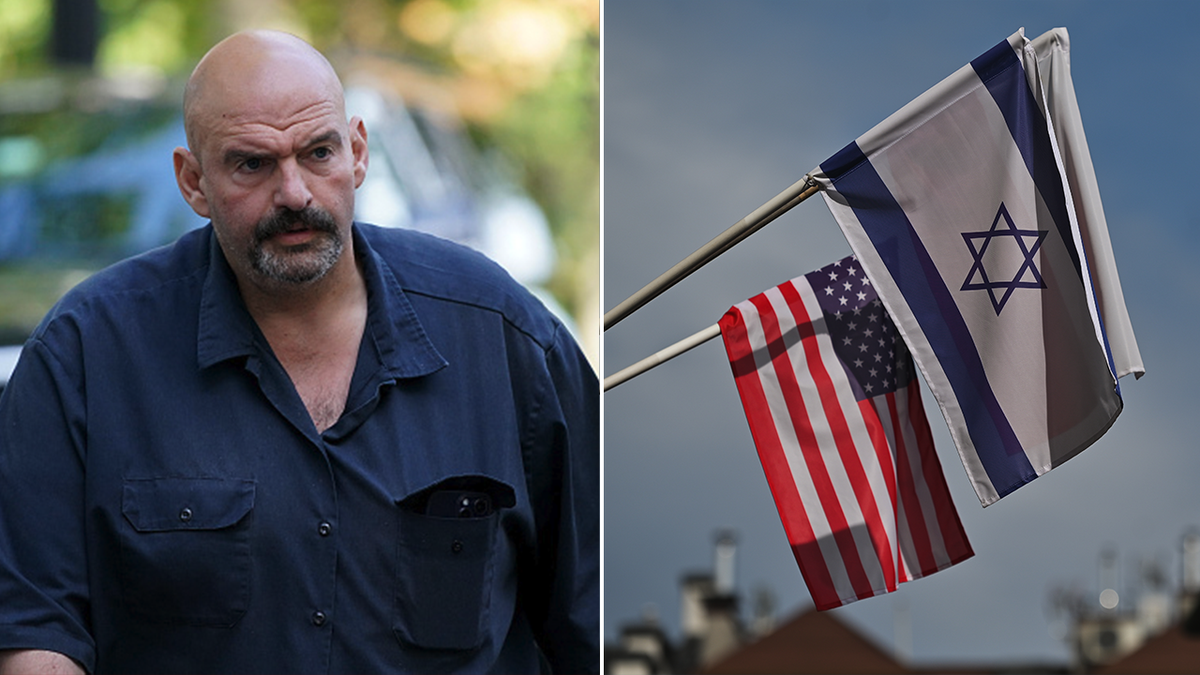 John Fetterman and American and Israeli flags