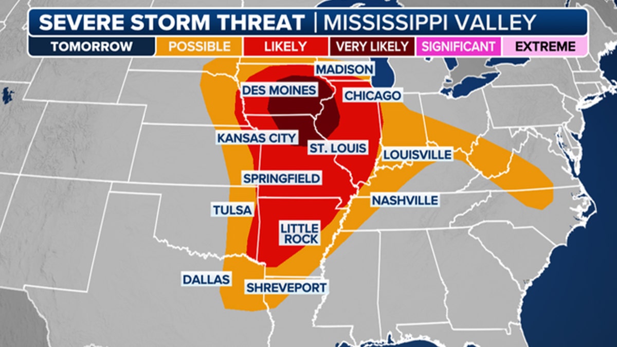 Severe weather threat Mississippi Valley