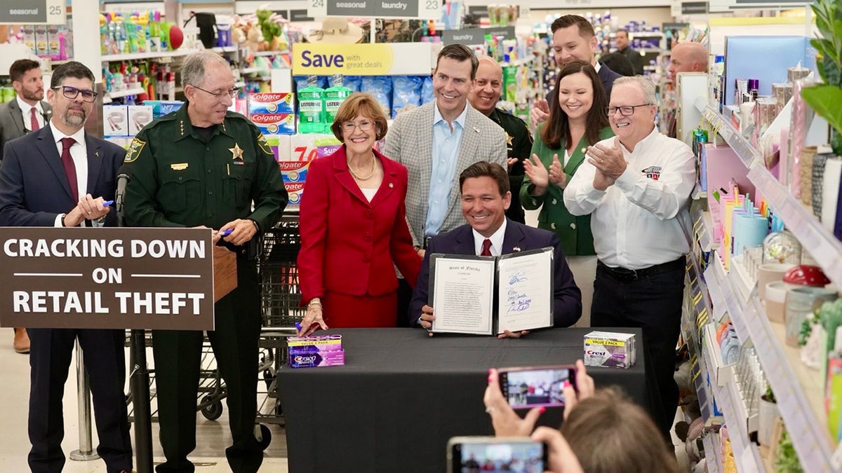 DeSantis displays caller measure he signed to crackdown connected unit theft