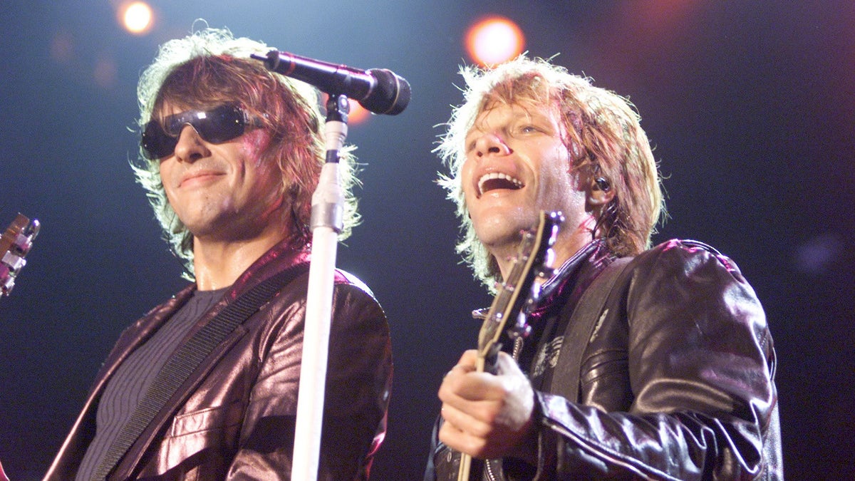 Jon Bon Jovi and Richie Sambora onstage