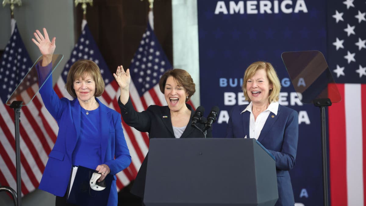 Sen. Tammy Baldwin on stage.