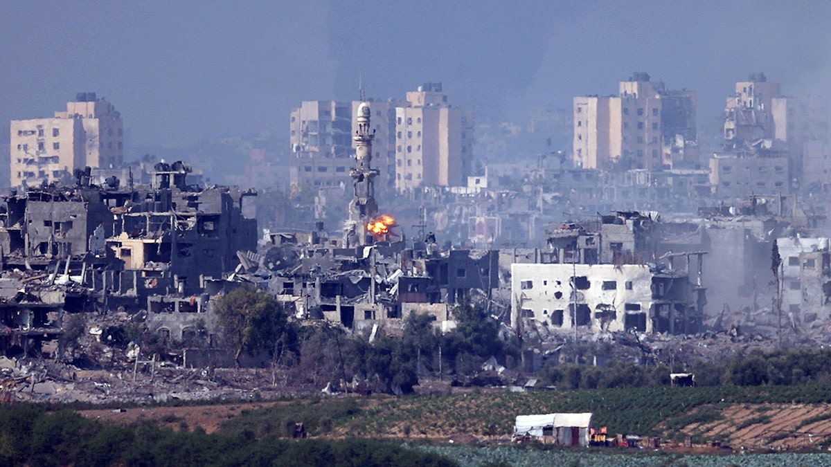 A missile landing in Gaza