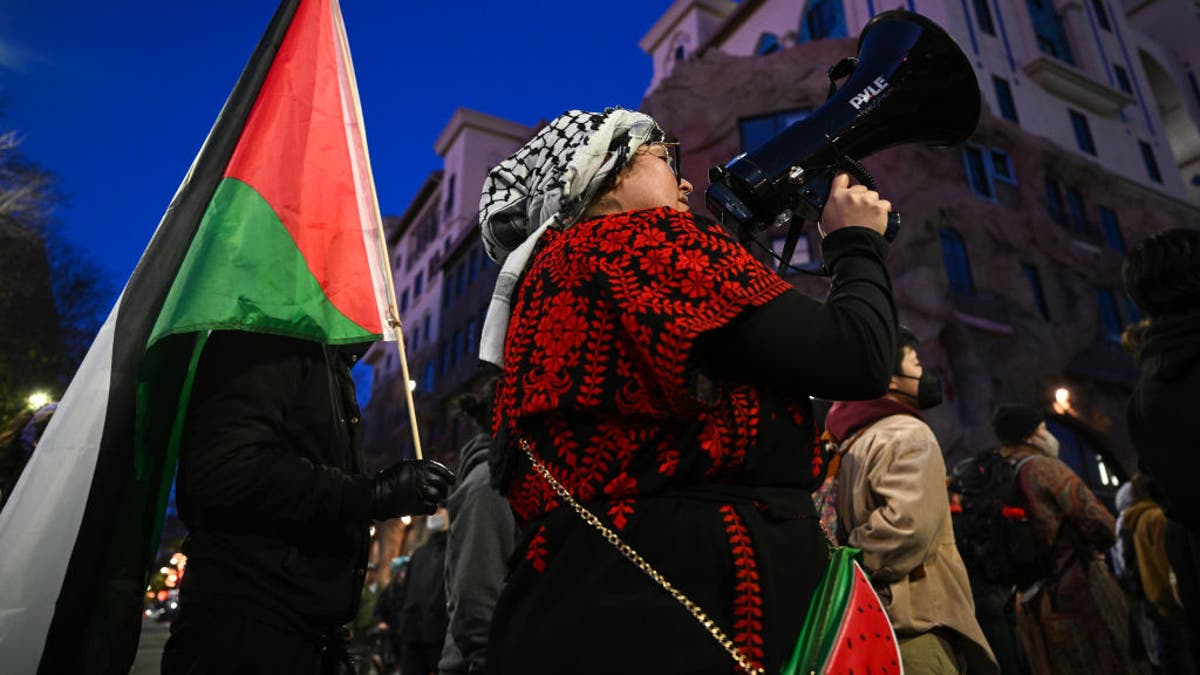 Pro-Palestinian protesters gather near People's Park