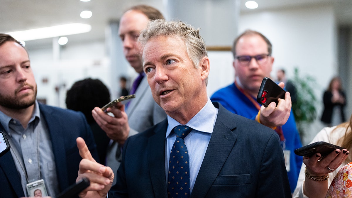 Rand Paul speaks to reporters connected  Capitol Hill