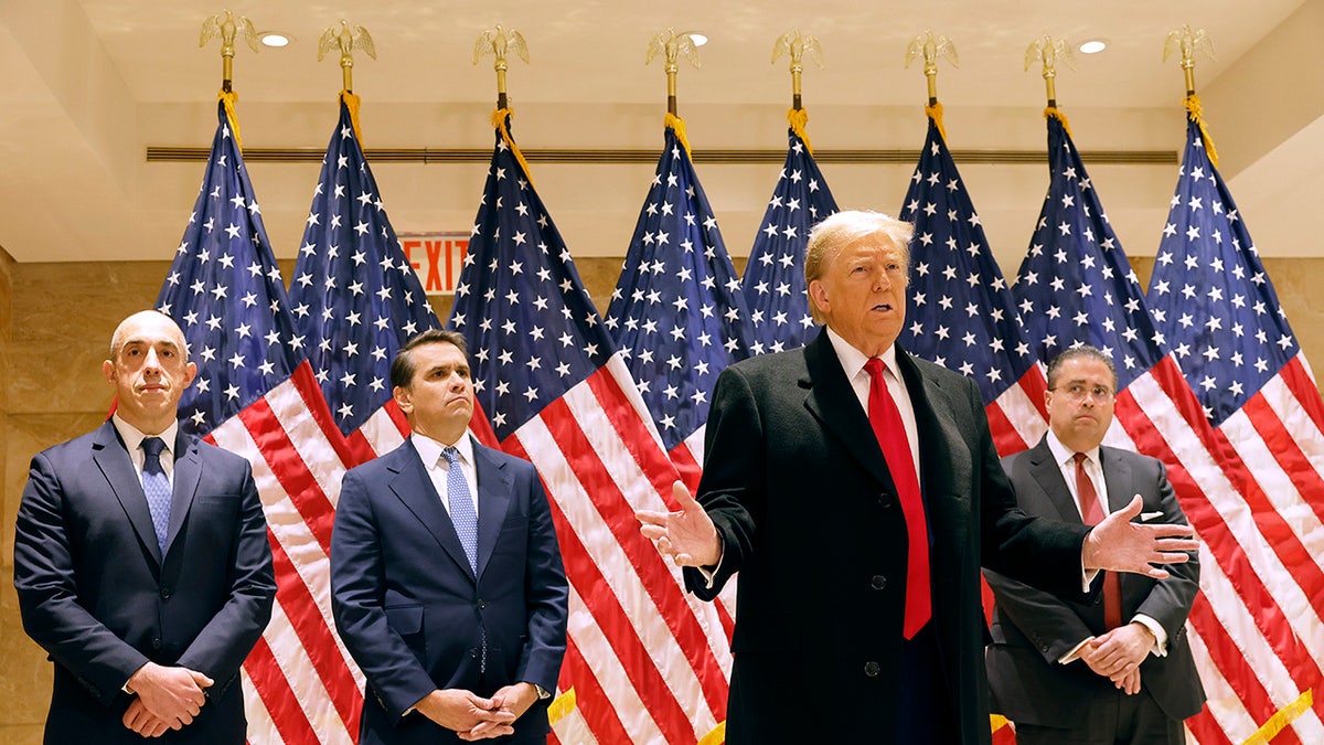 Trump addresses media at New York City courthouse