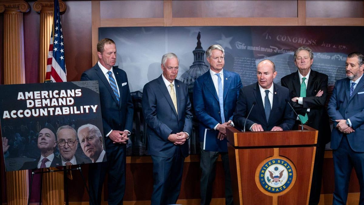Republican senators Eric Schmitt, Ron Johnson, Roger Marshall, Mike Lee, John Kennedy, Ted Cruz