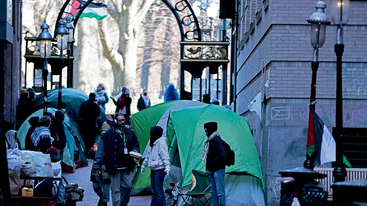 Emerson College anti-Israel protesters block Boston alley