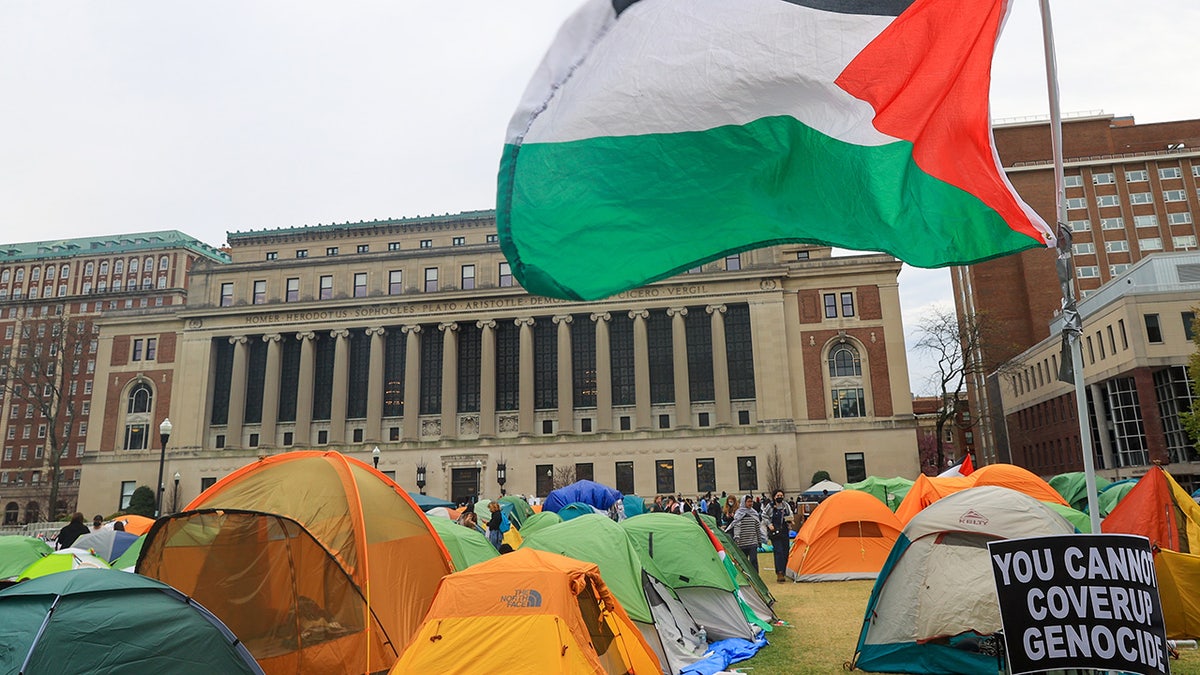 Palestine flag at Columbia encampment