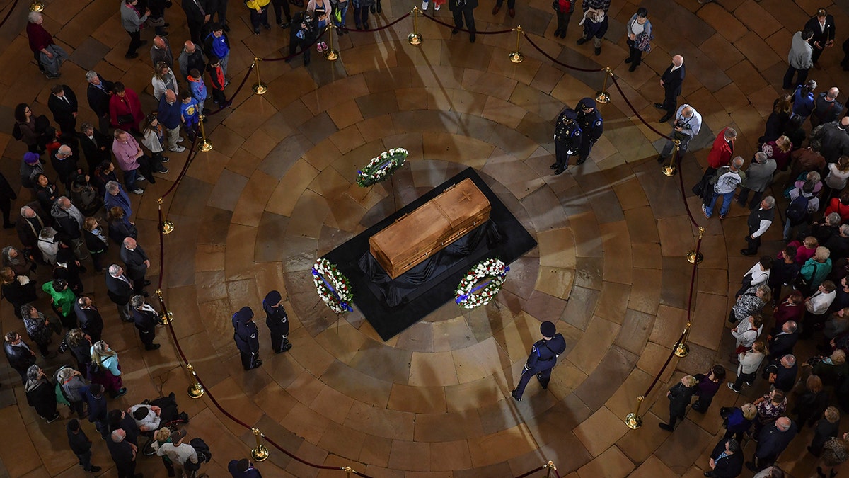A casket in the Rotunda