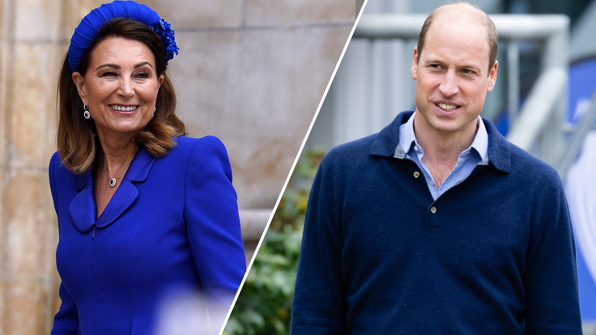 A split side by side image of Carole Middleton and Prince William