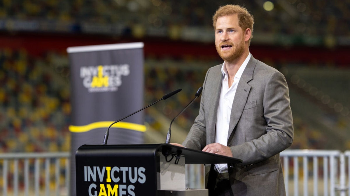 Prince Harry giving a speech during the Invictus Games
