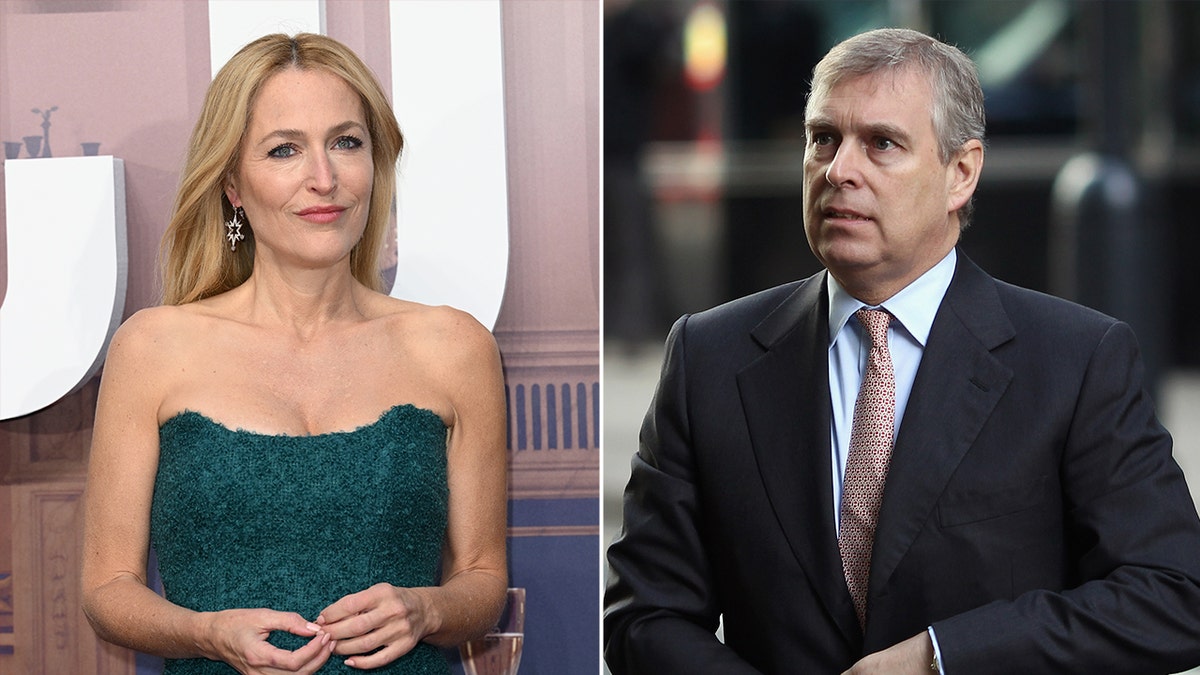 Gillian Anderson next to Prince Andrew