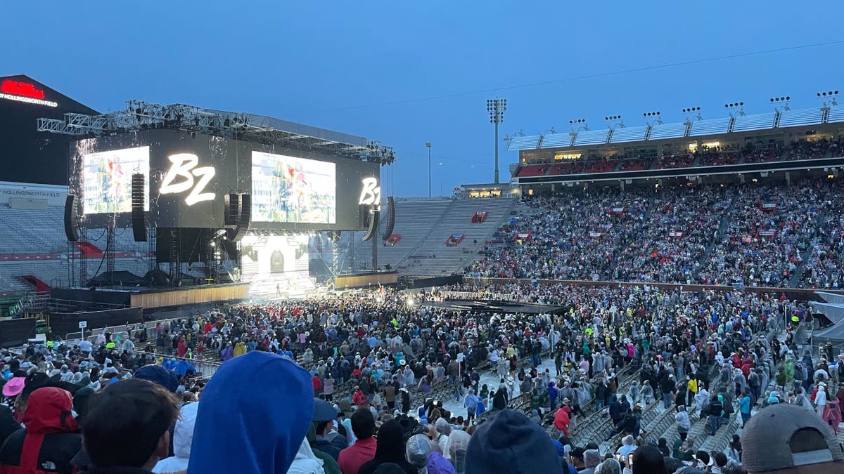 wide view of stadium with fans for morgan wallen concert