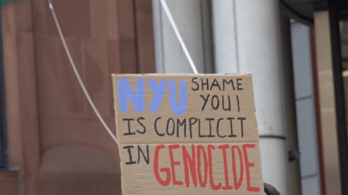 NYU anti-Israel sign