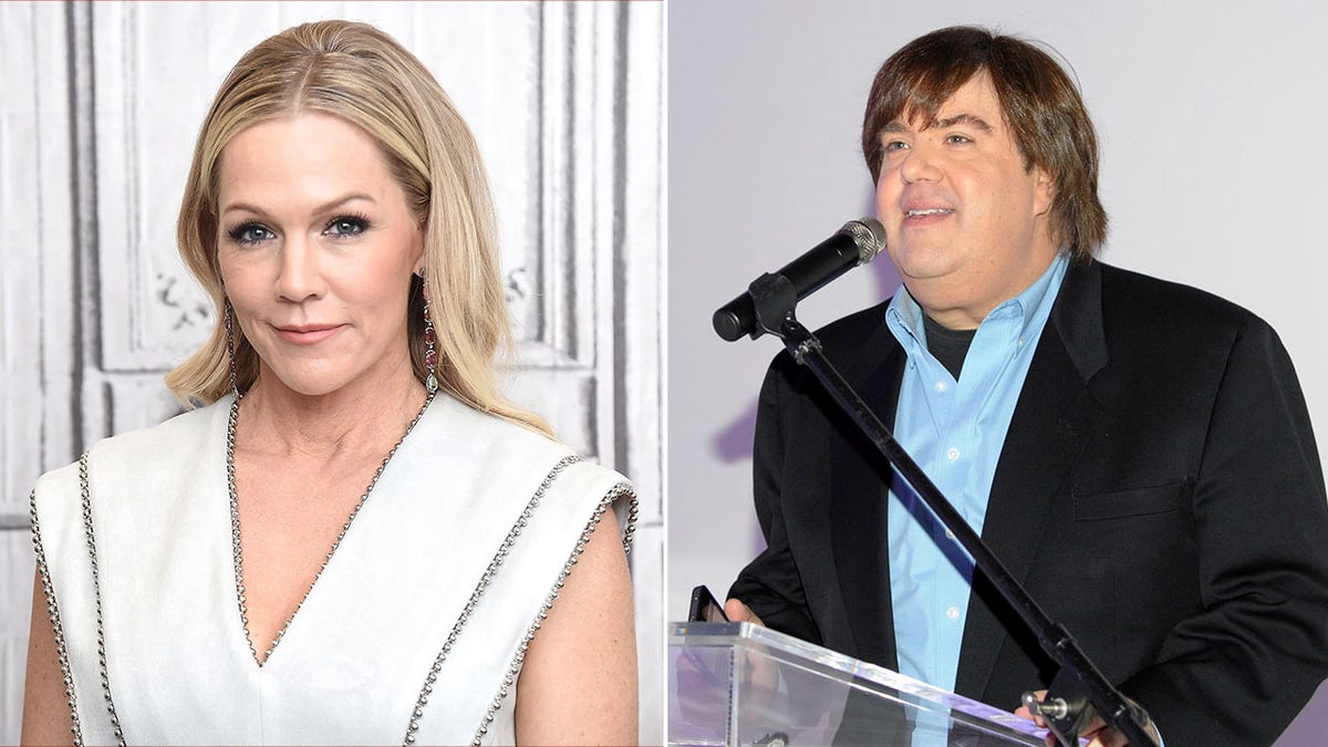 Side by side photos of Jennie Garth and Dan Schneider