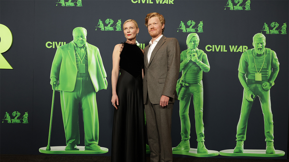Kirsten Dunst (L) and Jesse Plemons attend the Los Angeles Premiere of A24's "Civil War" at Academy Museum of Motion Pictures on April 02, 2024 in Los Angeles, California.