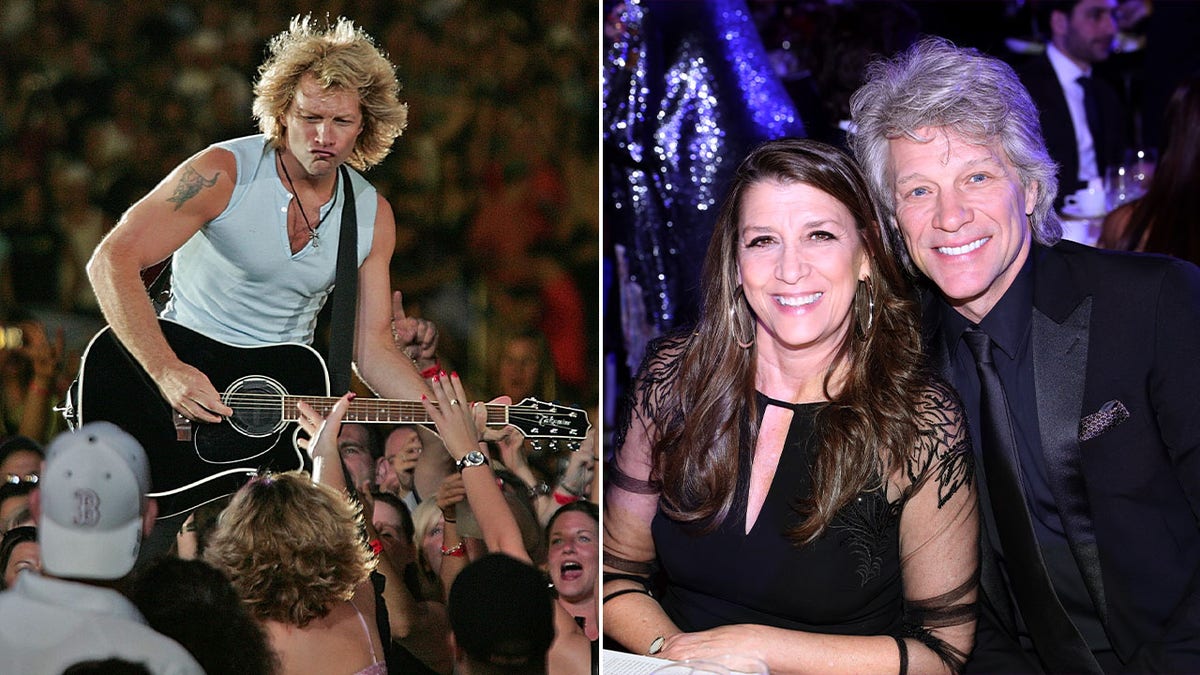 Jon Bon Jovi performing divided pinch Jon Bon Jovi pinch his wife