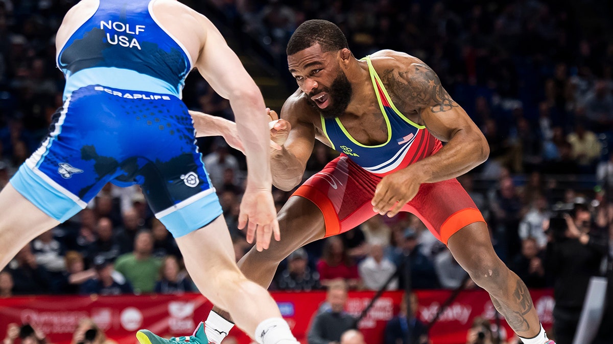 Jordan Burroughs wrestles