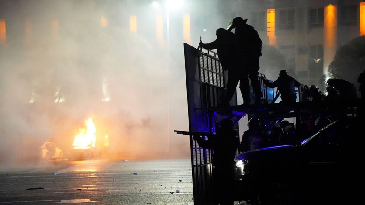 Police car on fire