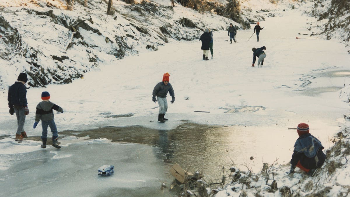 Kids Sledding near coldwater creek