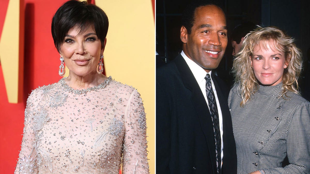 Side by side photos of Kris Jenner and OJ Simpson and Nicole Brown Simpson
