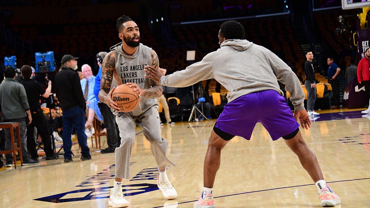 D'Angelo Russell s'échauffe avant un match