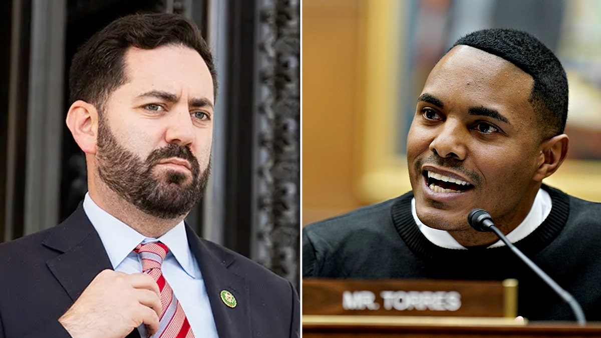 Reps. Mike Lawler, left, and Ritchie Torres introduced legislation on April 26, 2024, that would require universities to combat antisemitism or face the loss of federal funding.