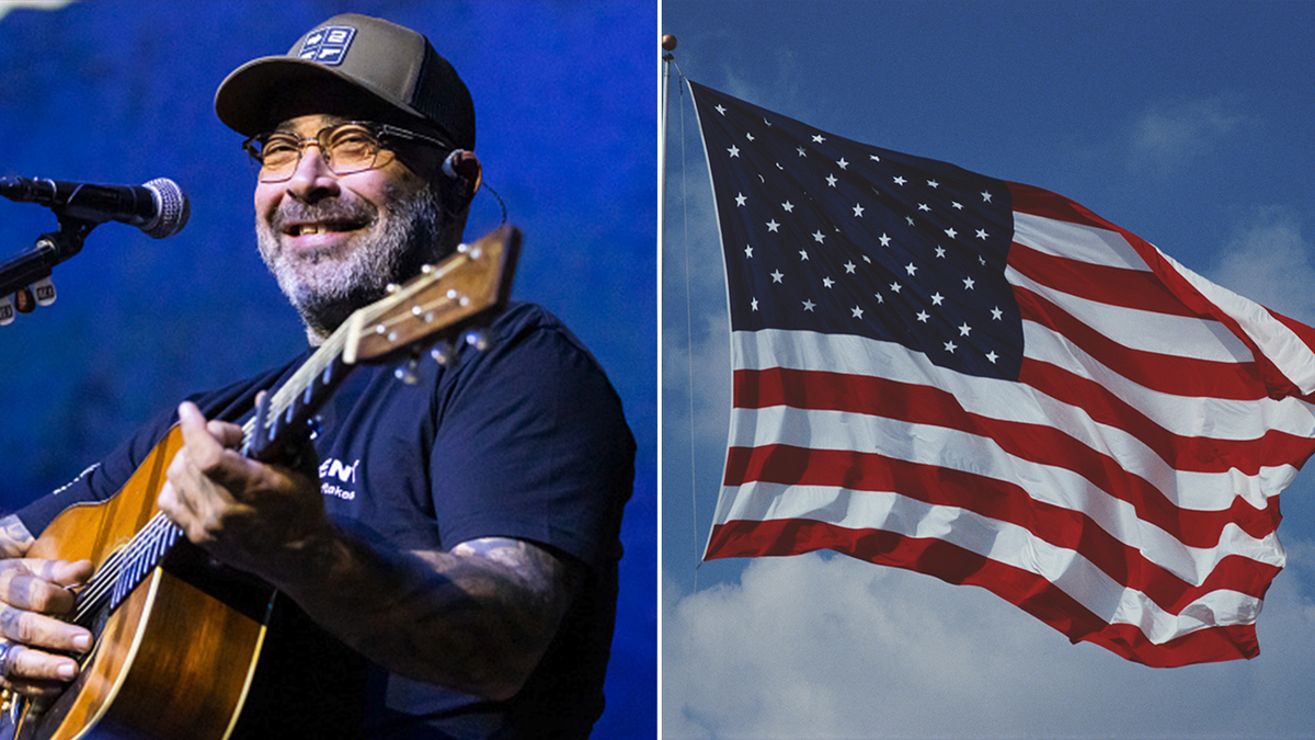 Aaron Lewis and an American flag