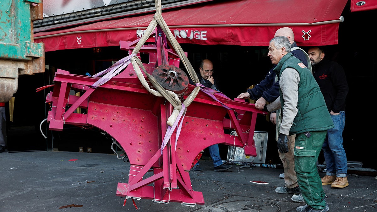 Broken sails being removed