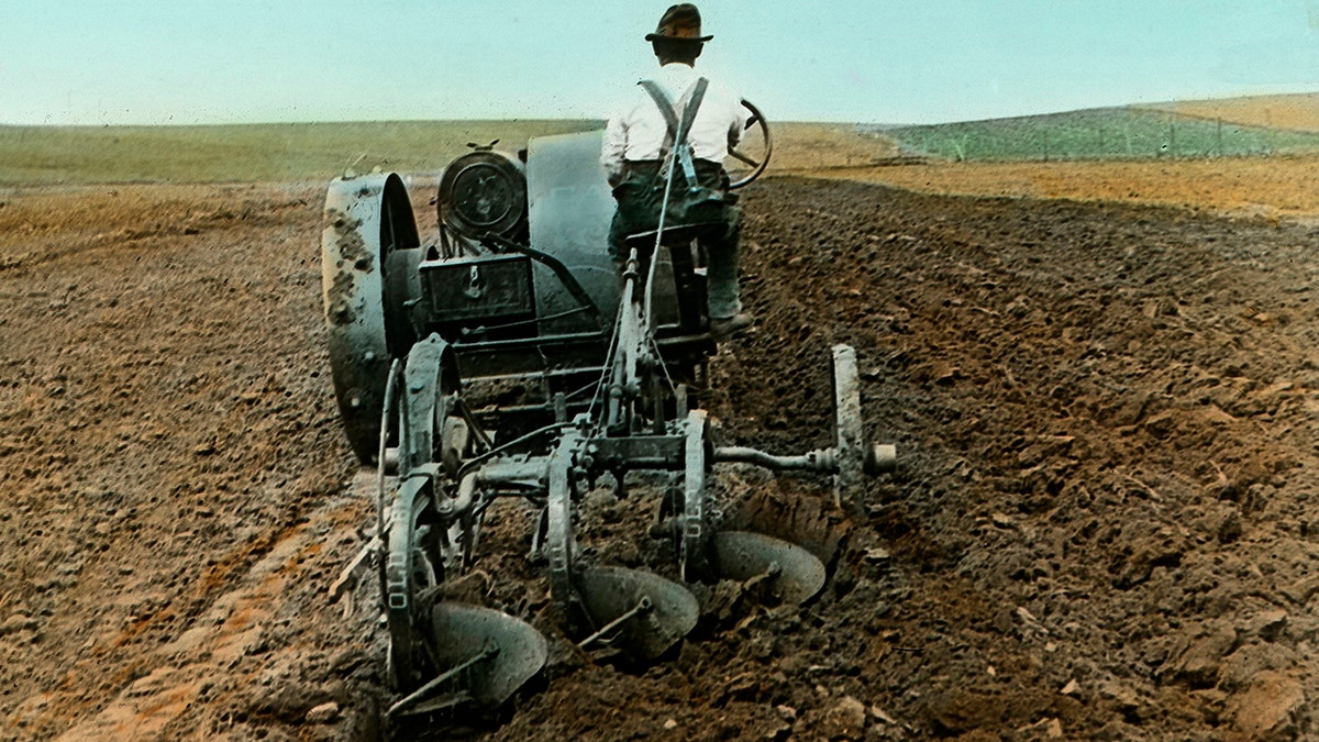 Man connected tractor