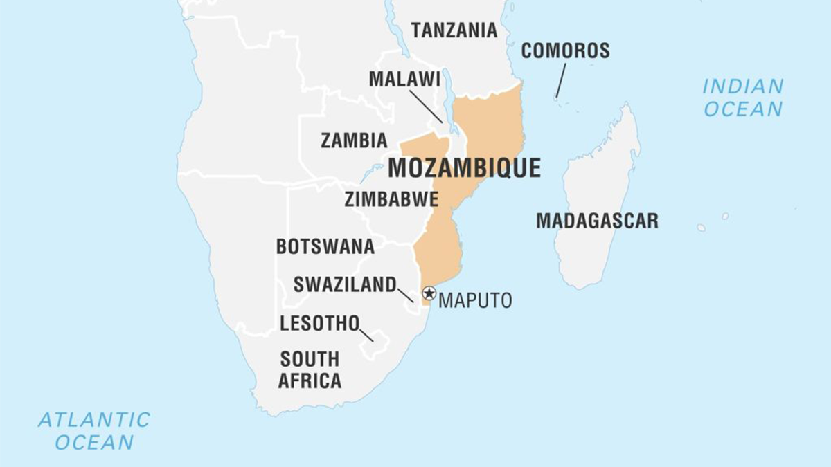 Mozambique on a map