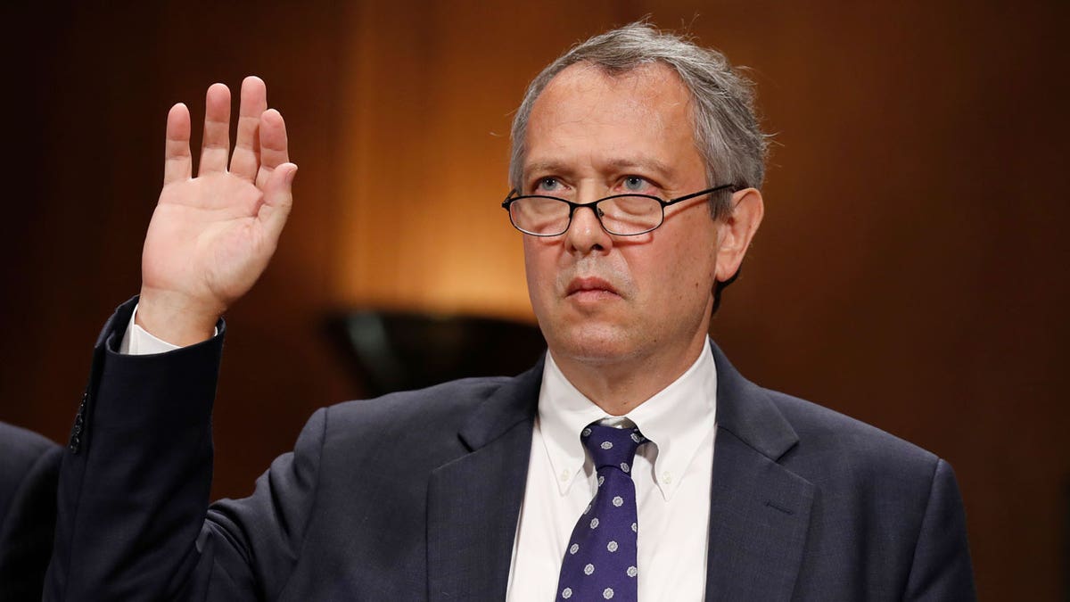 Thomas Farr is sworn in during a Senate Judiciary Committee hearing on his nomination to be a District Judge