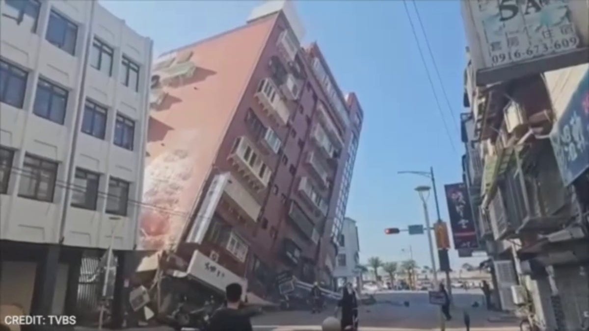 Building almost on its side in Taiwan