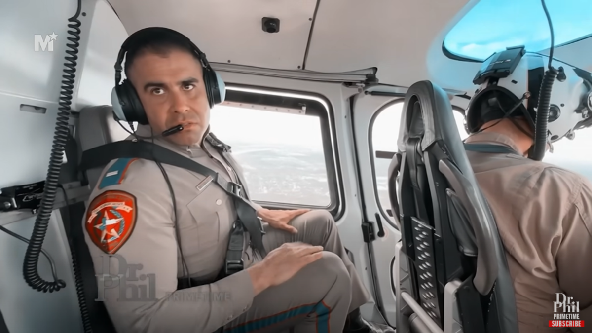 Olivarez in helicopter