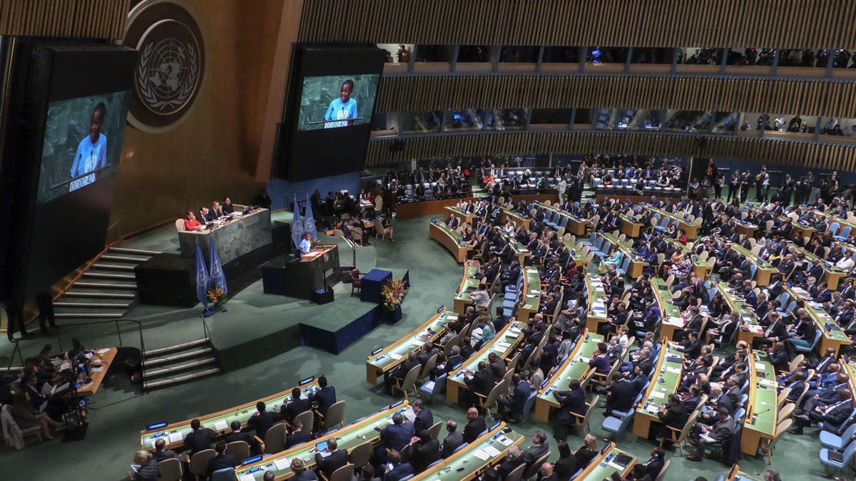 The United Nations convenes astatine its New York City office for nan signing ceremonial for nan Paris Agreement connected ambiance change.