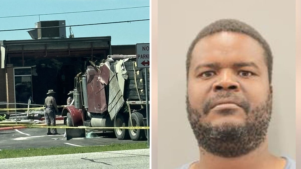 Brenham, Texas DPS office with truck outside and mugshot of Clenard Parker