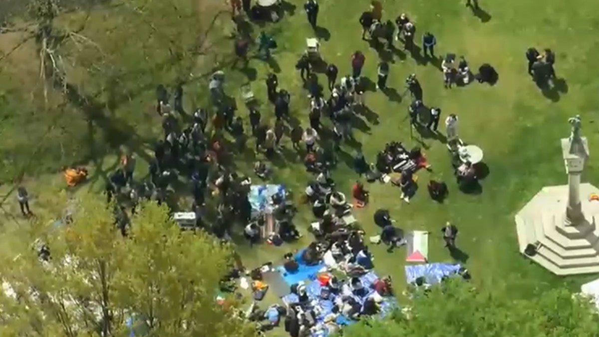 Princeton, anti-Israel encampment, aerial view