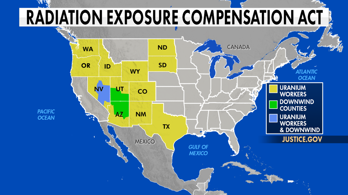 Radiation Exposure Compensation Act (RECA) map