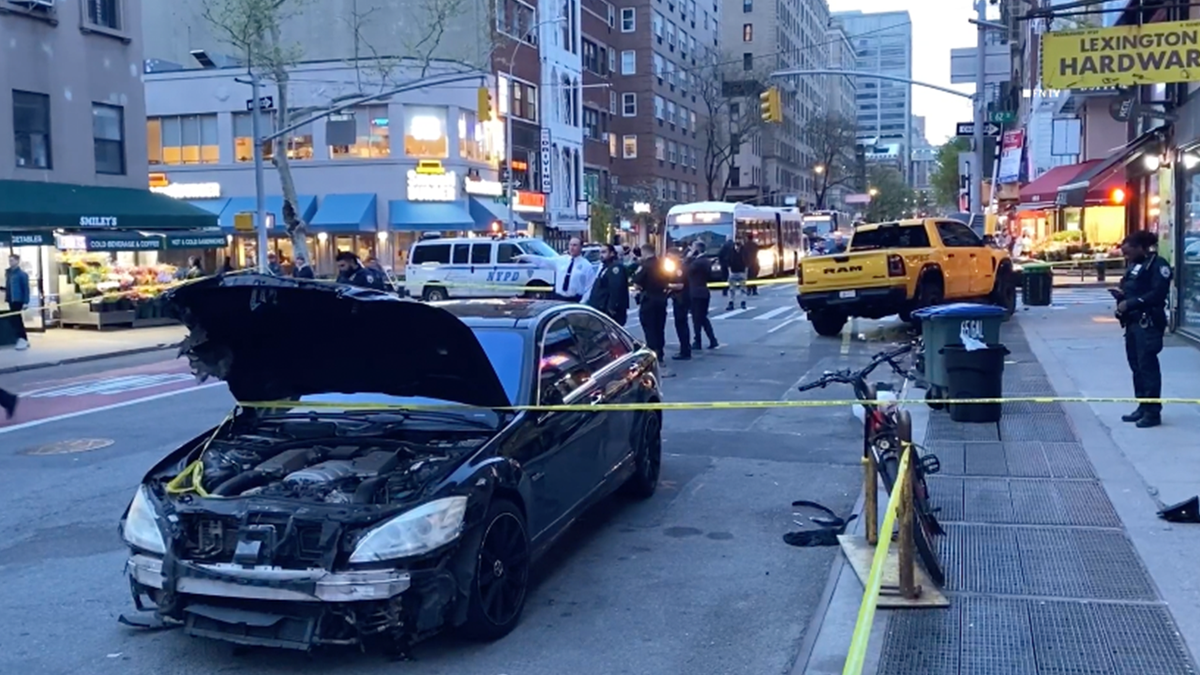 Crash scene of Upper East Side road rage
