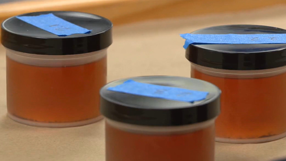 Jars filled with mysterious orange liquid