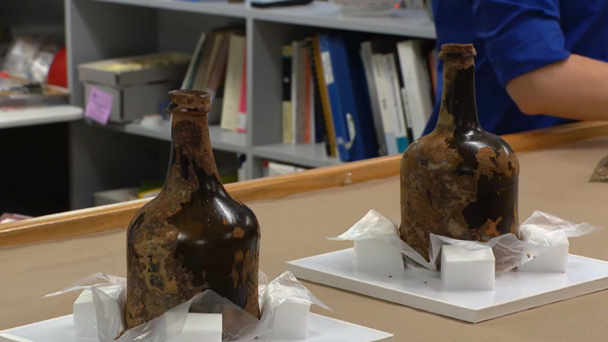 Wide shot of jars on table