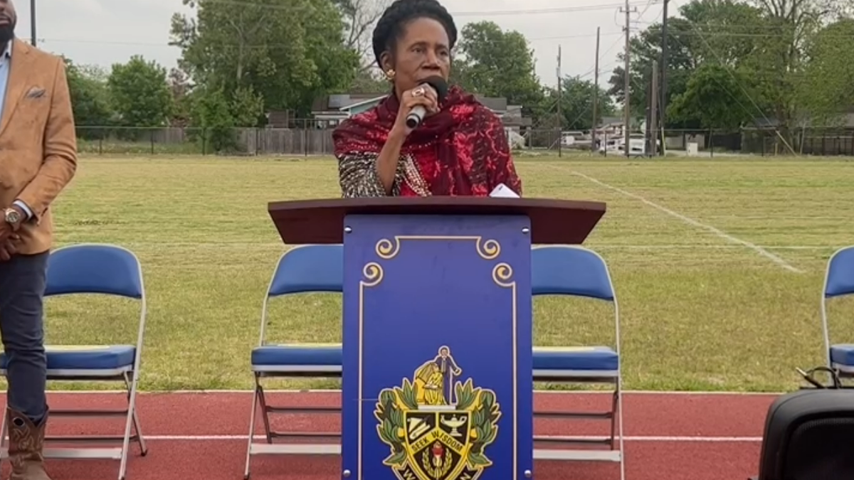 Rep. Sheila Jackson Lee giving a speech.