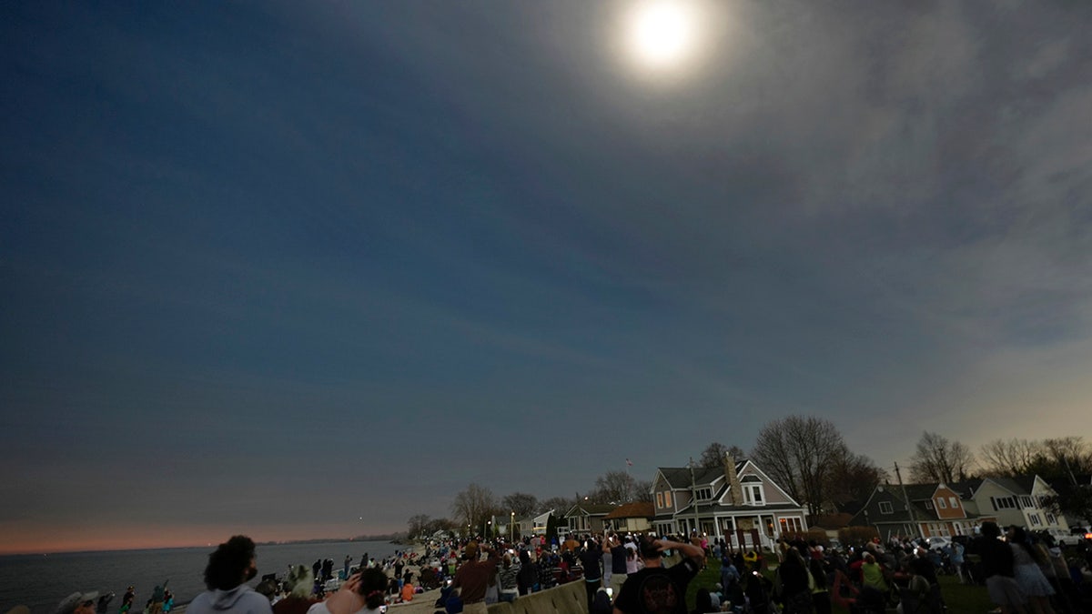 The moon covers the sun during a total solar eclipse as seen from Luna Pier, Michigan