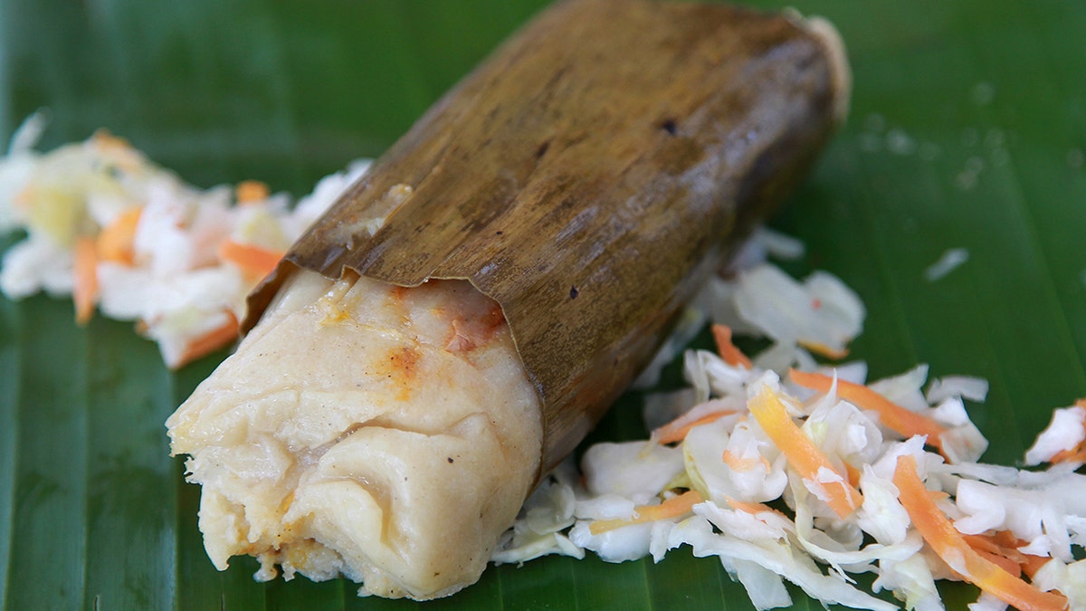 Tamale in banana leaf