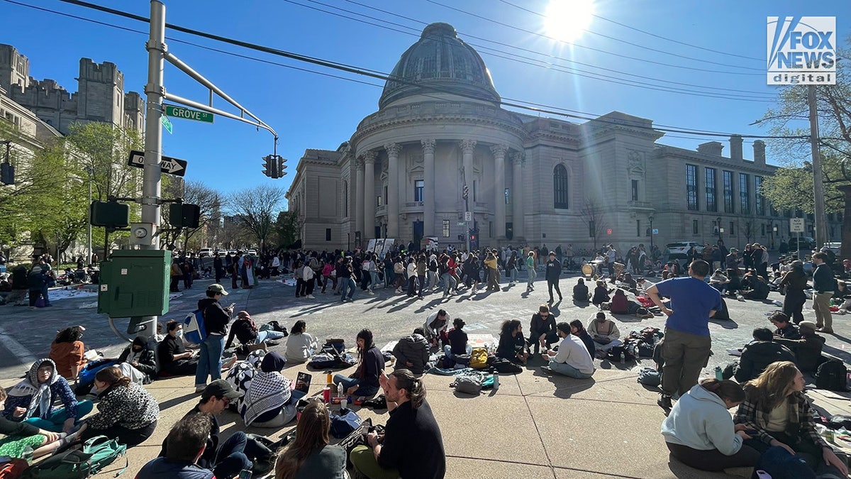 Anti-Israel agitators block roadways outside of Yale University